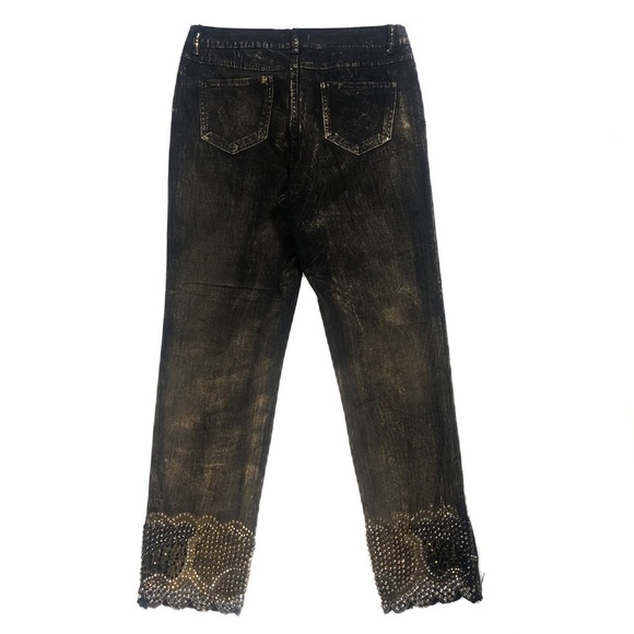 LUXE MODA (8) Black / Gold Embellished Jeans - Picture 7 of 16